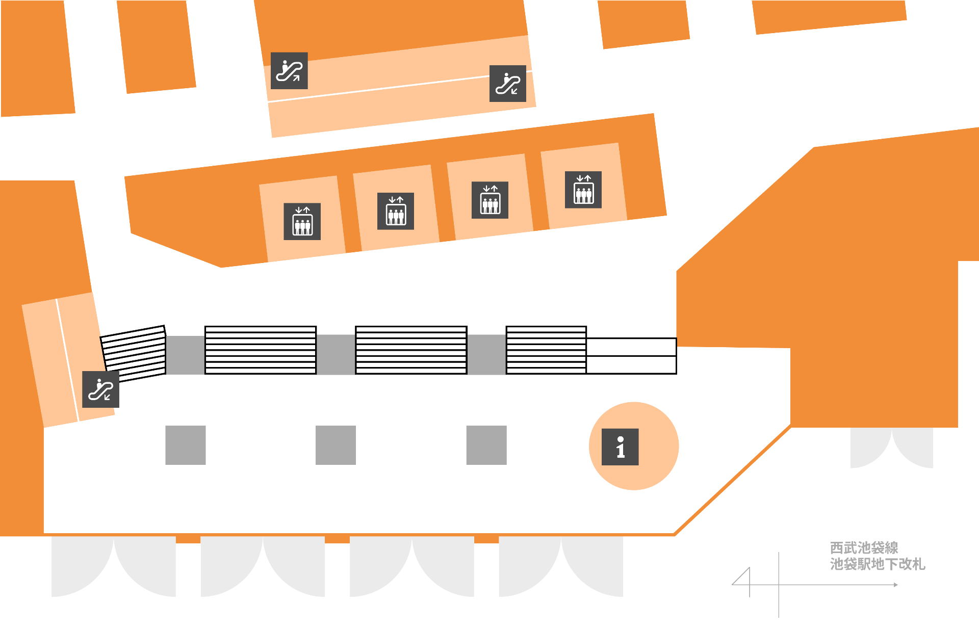 クラブ・オンゲートを入ったホールの平面図