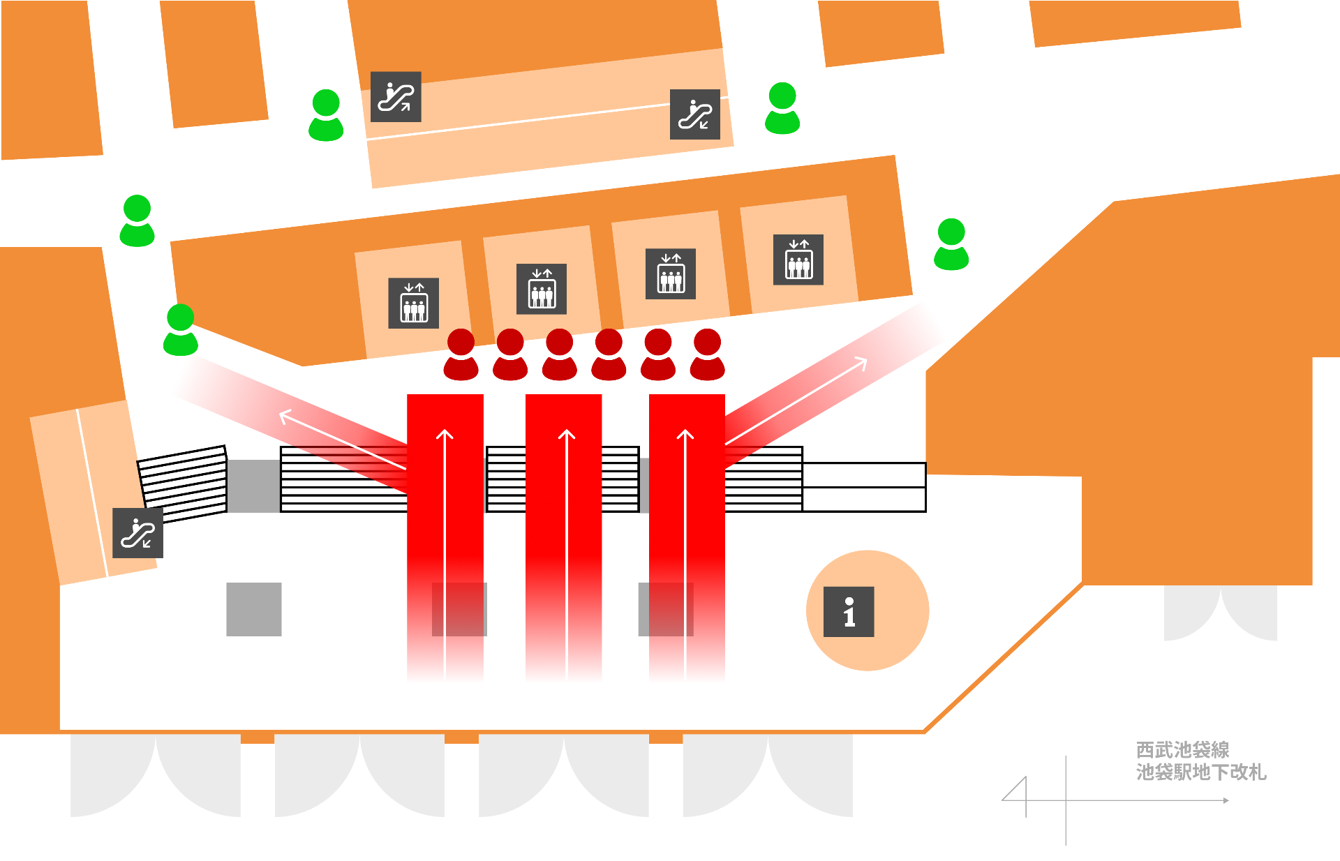 クラブ・オンゲートから入店するとエレベータが目につきやすい